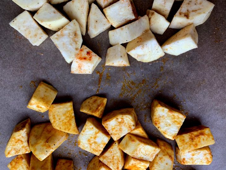 chopped sweet potatoes