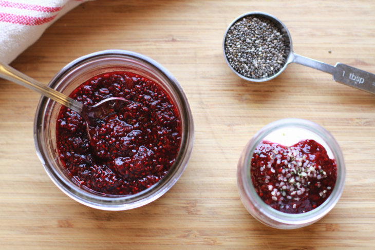 mixed berry chia jam with coconut yogurt parfait