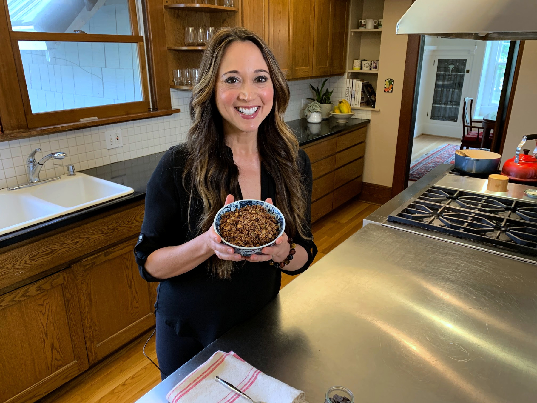 chocolate pecan granola with tahini