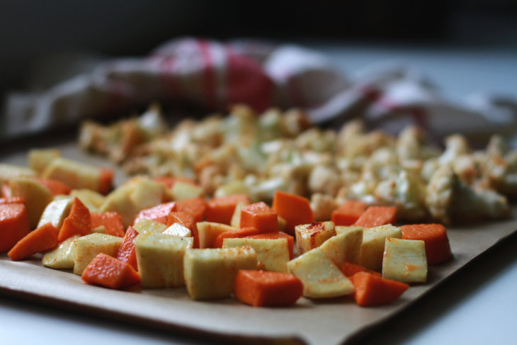 roasted veggies baking sheet