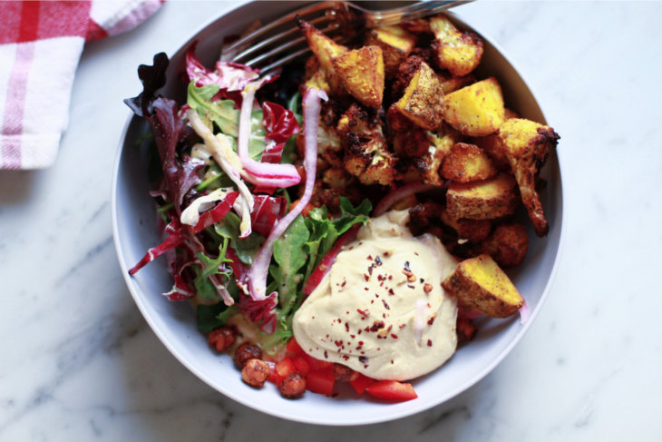 hummus bowl with roasted vegetables