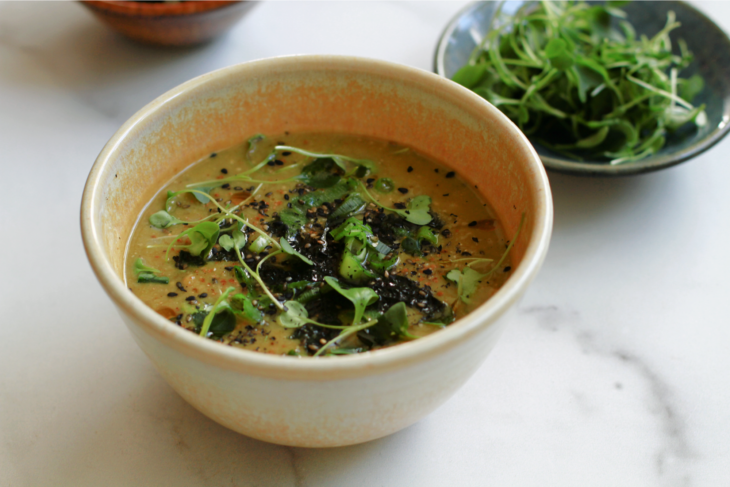 broccoli soup with ginger and sesame