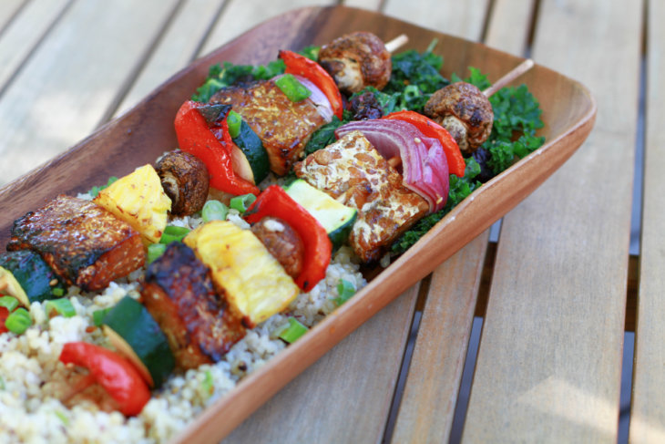 hawaiian bbq tempeh skewers